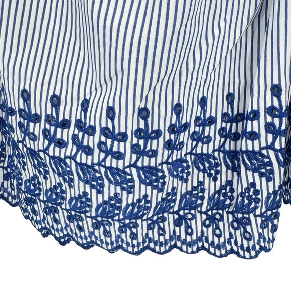 Tuckernuck Blue White Stripe Eyelet Embroidered Cinzia Coastal Skirt - Picture 6 of 7